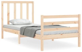 3193751 vidaXL Cadru de pat cu tăblie single mic, lemn masiv