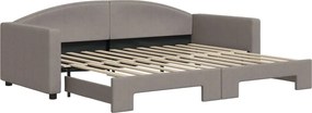 vidaXL Pat de zi cu extensie, gri taupe, 90x200 cm, textil