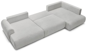 Colțar gri deschis extensibil/cu spațiu de depozitare cu tapițerie din catifea reiată (cu colț pe partea dreaptă/în formă de "U") Lucien – Bobochic Paris