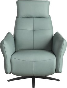 Fotoliu pivotant, functie relax, tapitat cu piele verde turcoaz George