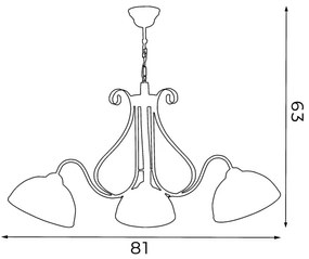 Lustră pe lanț ANTICA 3xE27/60W/230V