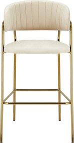 Scaun bar DASMIN TIP 2, bej/auriu, stofa catilfelata/metal, 54x54x109