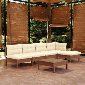 3096343 vidaXL Set mobilier grădină cu perne, 6 piese, maro miere, lemn de pin