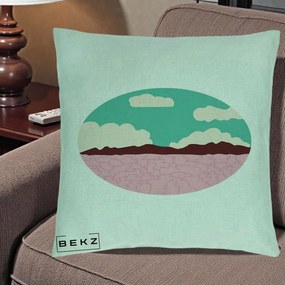 Perna Decorativa Peisaj Desert Oval Pastel, 40x40 cm, Verde Menta, Husa Detasabila, Perna Inclusa, BEKZ®