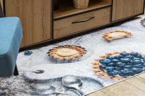 ANDRE 33570 covor lavabil Cupcake-uri, bucatarie, anti-alunecare - argint / bej