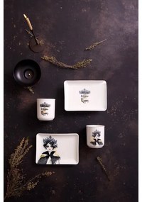 Set de masă, 4 piese, porțelan, negru/alb