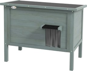 PawHut Casa pentru pisici adăpost de exterior din lemn ridicată cu acoperiș deschis izolată 85 x 50 x 68,5 cm gri închis și negru | Aosom Romania