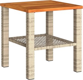 vidaXL Masă de grădină, bej, 40x40x42 cm, poliratan și lemn acacia