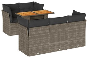 3326888 vidaXL Set mobilier grădină cu perne, 6 piese, gri, poliratan