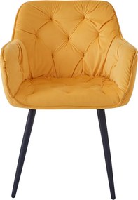 Scaun de design, ţesătură Velvet galben, FEDRIS NEW