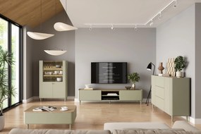 Măsuță de cafea Elivo 100 cm cu sertare pe picioare - eucalipt / stejar baltic dune