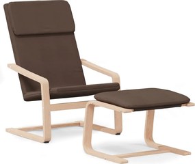 vidaXL Scaun de relaxare cu taburet, maro închis, material textil