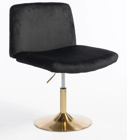 HR150N Scaun Neagră din Catifea cu Bază Aurie