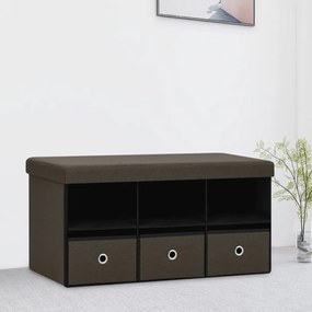 338807 vidaXL Bancă depozitare pliabilă maro închis 76x38x38cm imitație pânză