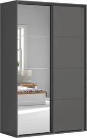 Dulap FLEX, gri grafit, PAL, cu 2 usi si oglinda, 150x66x240 cm