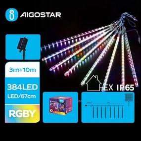 Aigostar - Ghirlandă solară cu 384 LED, 13 m, IP65, multicolor