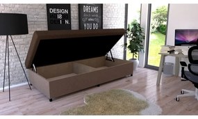 Pat tapițat cu spațiu de depozitare CORY 80x200 maro