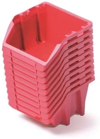 Set de 10 cutii de depozitare fiecare 18,7 x 15,8 x 11,4 cm, rosu
