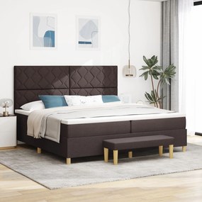 vidaXL Pat cu arcuri cu saltea și bancă maro închis 200x200 cm țesătură