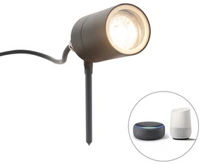Spotlight modern inteligent pe pichet antracit IP44 cu Wi-Fi GU10 - Solo