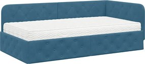 vidaXL Cadru de pat colțar albastru 90 x 200 cm Catifea