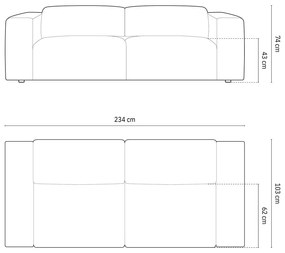 Canapea gri antracit 234 cm Cruz – Micadoni Home