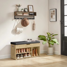 Suport incaltaminte cu banca si sezut negru din piele ecologica TAYLOR ARTISAN 80x30x44 cm