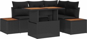 vidaXL Set de canapele pentru grădină 5 pcs Negru Rattan poli