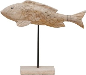 Decoratiune in forma de peste, din lemn reciclat, H28 Wooden Fish