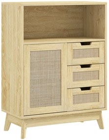 HOMCOM Bufet de depozitare cu 3 sertar dulap raft reglabil pentru sufragerie bucătărie 60 x 30 x 81 cm lemn natural | Aosom Romania