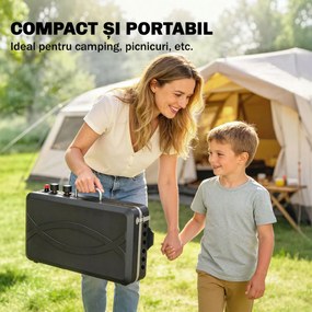 Outsunny Grătar barbecue compact cu arzător pentru camping | Aosom Romania