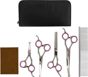 vidaXL Set foarfece pentru îngrijirea câinilor 5 piese oțel inoxidabil