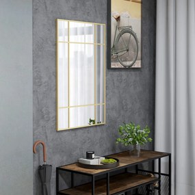 Homcom Oglinda Perete – Dreptunghiulara cu Cadru Metalic Stil Fereastra | Aosom Romania