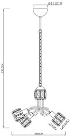 Globo 54356-3H - Candelabru LED pe lanț KRIS 3xE14/40W/230V + LED/5W