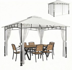 Outsunny Pavilion, 3x3,6 m rezistent la apă Stabil pavilion de grădină cu plasă anti-țânțari, acoperiș dublu, pentru grădină, terasă, Negru | Aosom Romania