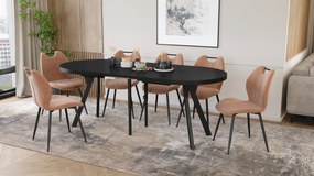 Mazzoni Masă ovală extensibilă EXPANSO Negru Mat