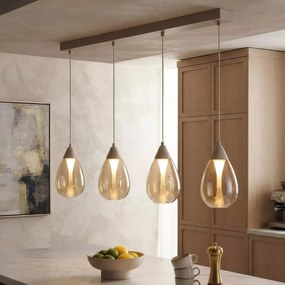 Lustra cu 4 Pendule LED sand cu sticla sampanie Pear