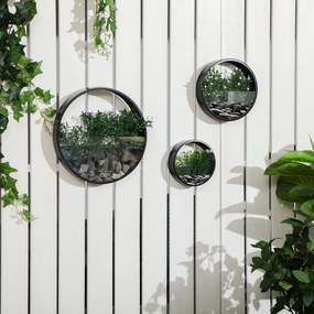 Outsunny Set 3 Jardiniere de Balcon din Oțel și Acrilic, Montare pe Perete, pentru Interior și Exterior, Negru | Aosom Romania