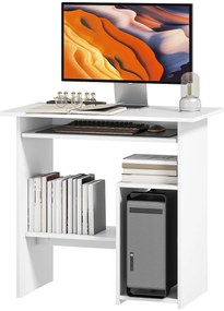 HOMCOM Birou de calculator, birou, placaj, metal, 80 x 45 x 75 cm, Alb | Aosom Romania