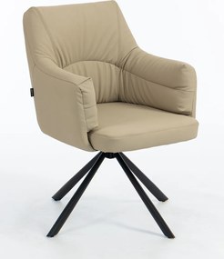 HR840 BAZĂ STEA Scaun Crem Piele Ecologica Premium Soft cu Bază Neagră