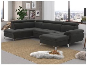 Canapea colțar extensibilă cu spațiu depozitare U CATANIA stânga grafit