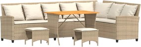 vidaXL Set canapea grădină 4 piese cu perne formă L polirattan bej