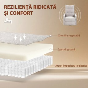 HOMCOM Fotoliu Masaj Reclinabil cu Încălzire Rotativ din Chenille cu Suport pentru Picioare și Telecomandă, Gri Deschis | Aosom Romania