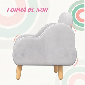 ZONEKIZ Fotoliu pentru Copii în Stil Scandinav cu Cotiere, Fotoliu din Material Textil pentru Copii până la 3 ani, 46x51x55 cm, Gri | Aosom Romania