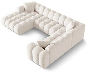 Colțar crem cu tapițerie din chenille (cu colț pe partea dreaptă/în formă de "U") Treno – Cosmopolitan Design