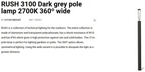 Stalp LED iluminat exterior simetric 360º wide IP65 RUSH 310cm 2700K