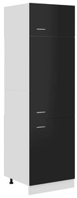 Dulap pentru frigider, negru extralucios, 60 x 57 x 207 cm, PAL negru foarte lucios, Dulap pentru frigider 60 cm, 1