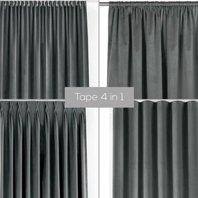 Draperie gri închis dimout (semi-opacă) din catifea 400x300 cm Velto – Filumi