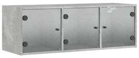 836514 vidaXL Dulap de perete cu uși din sticlă, gri beton, 102x37x35 cm