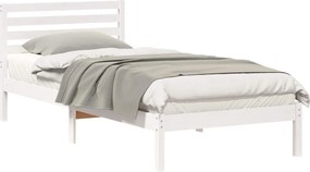 vidaXL Cadru de pat cu headboard Alb 100 x 220 cm Lemn de pin masiv